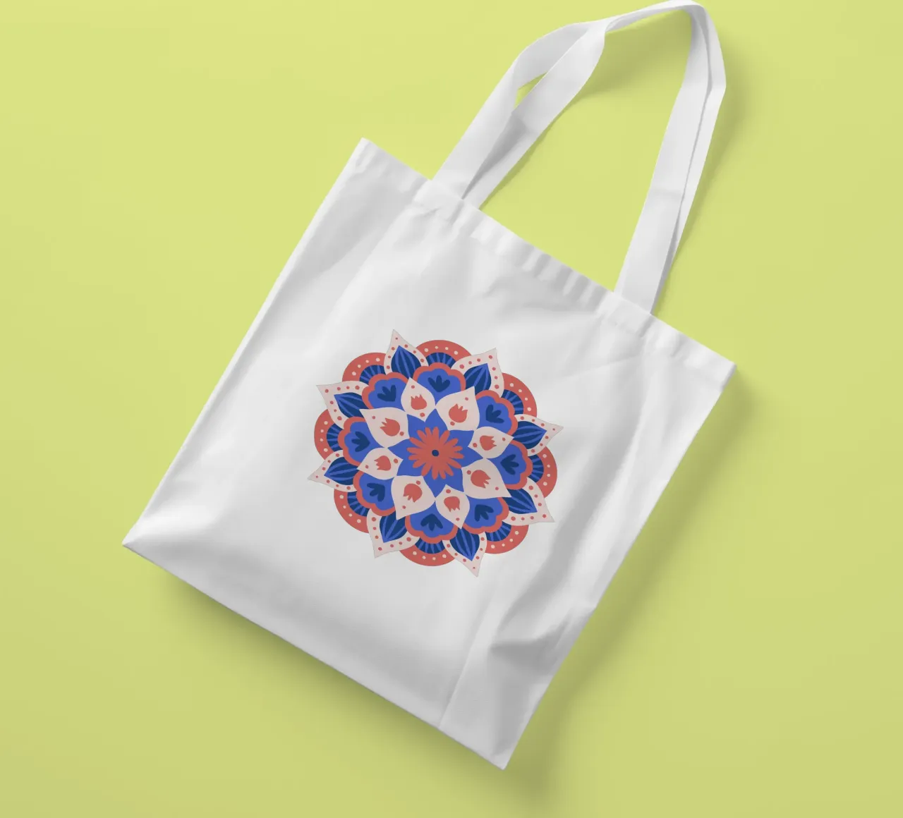 Mandala 1 - blue and coral tote bag by Wackapacka