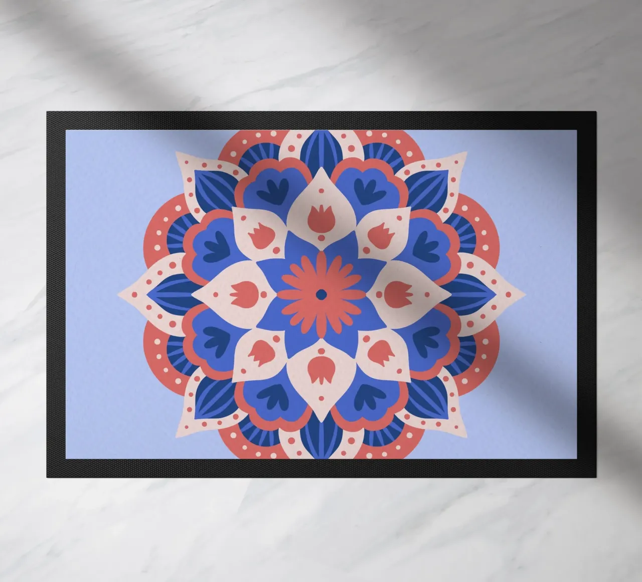 Mandala 1 - blu e corallo zerbino da Wackapacka