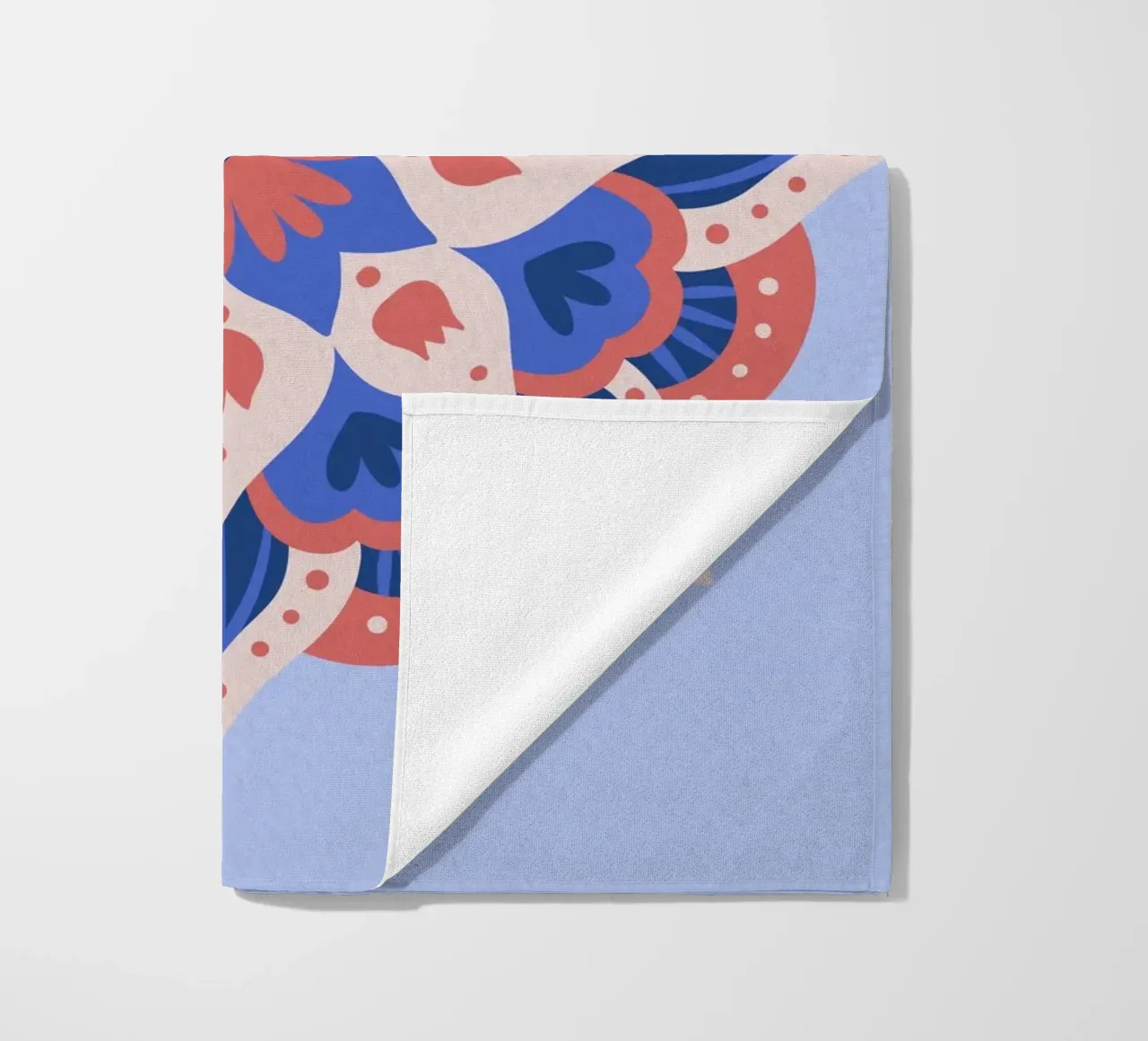 Mandala 1 - blue and coral beach towel by Wackapacka