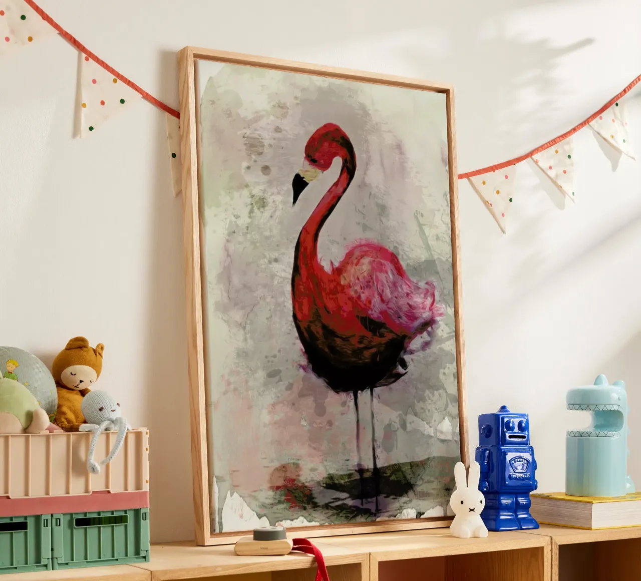 Flamingo tela con Cornice a cassetta da Sabrina Ziegenhorn