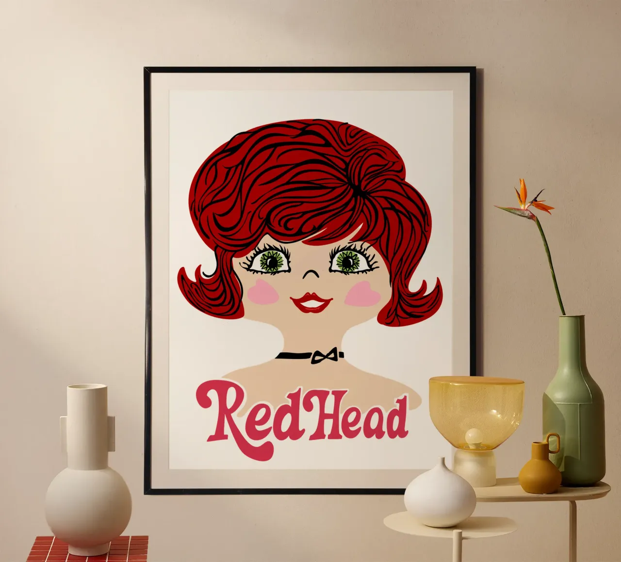 Capelli rossi vintage poster con telaio in alluminio da DYDesign