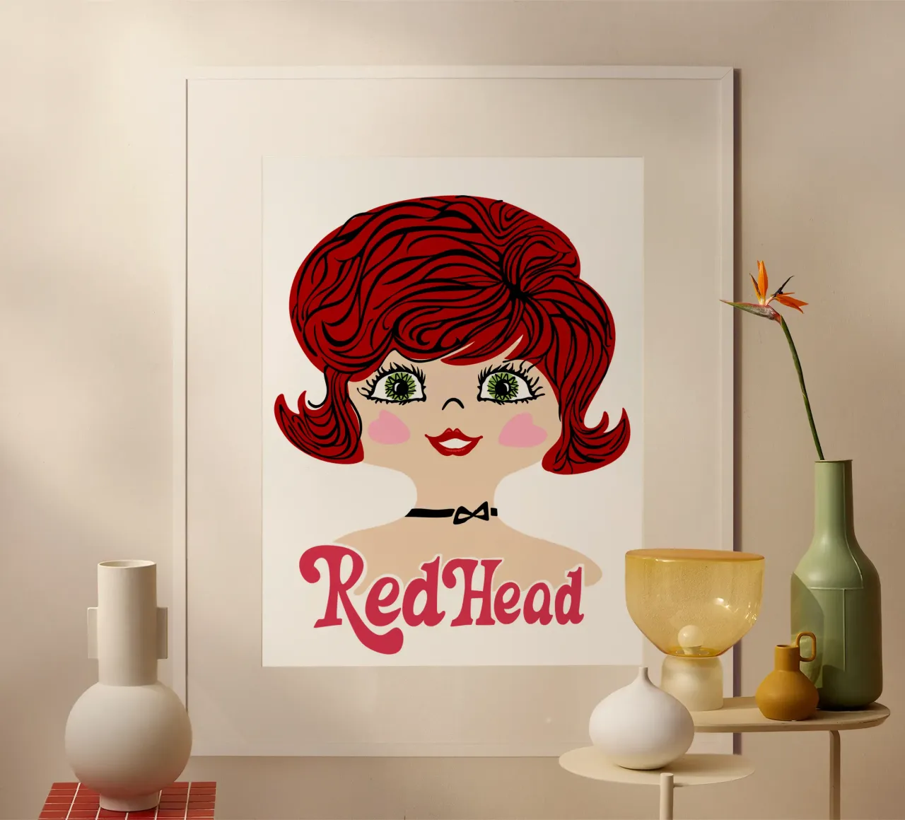 Capelli rossi vintage poster con telaio in alluminio da DYDesign