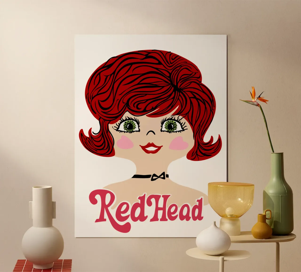 Capelli rossi vintage poster con telaio in alluminio da DYDesign