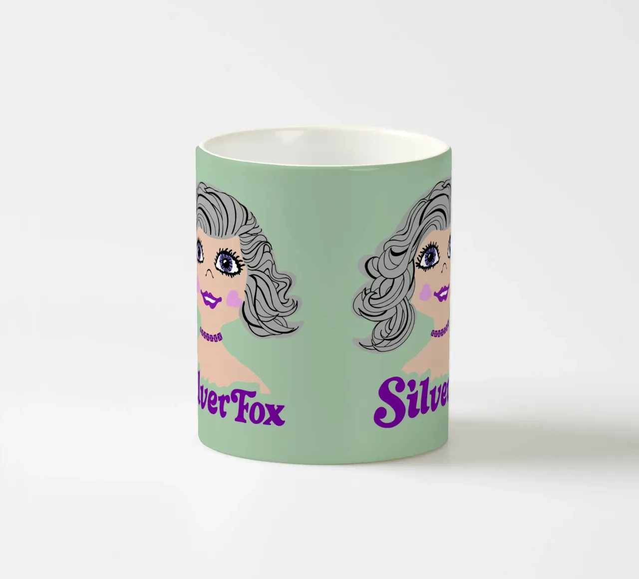 Volpe argentata dai capelli grigi in stile retrò tazza in ceramica da DYDesign