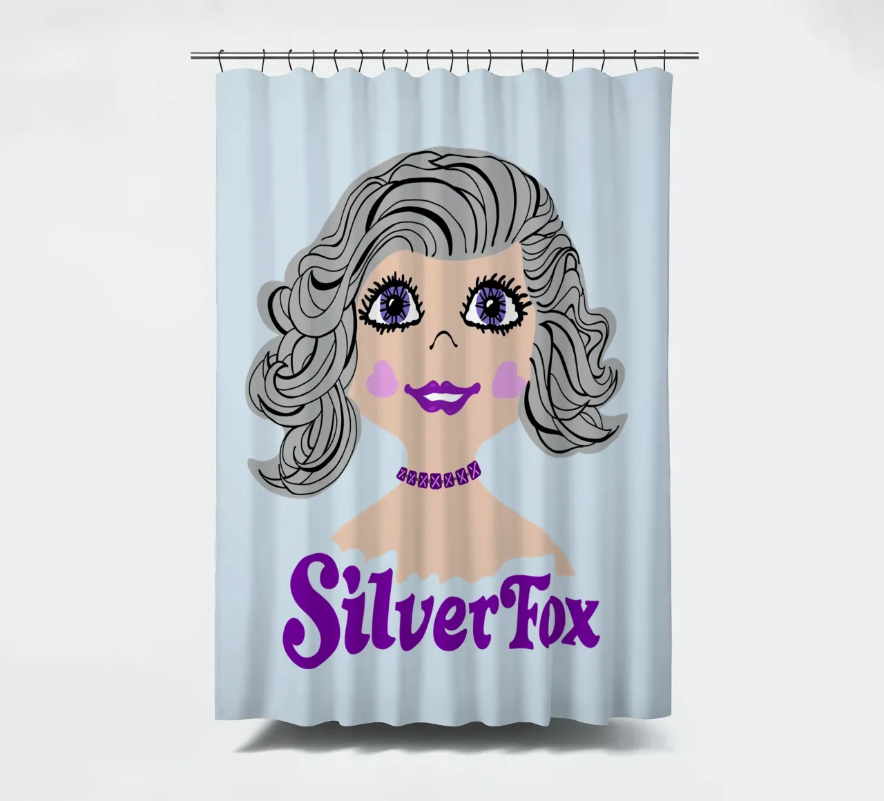Grijs haar zilveren vos retro stijl douchegordijn van DYDesign