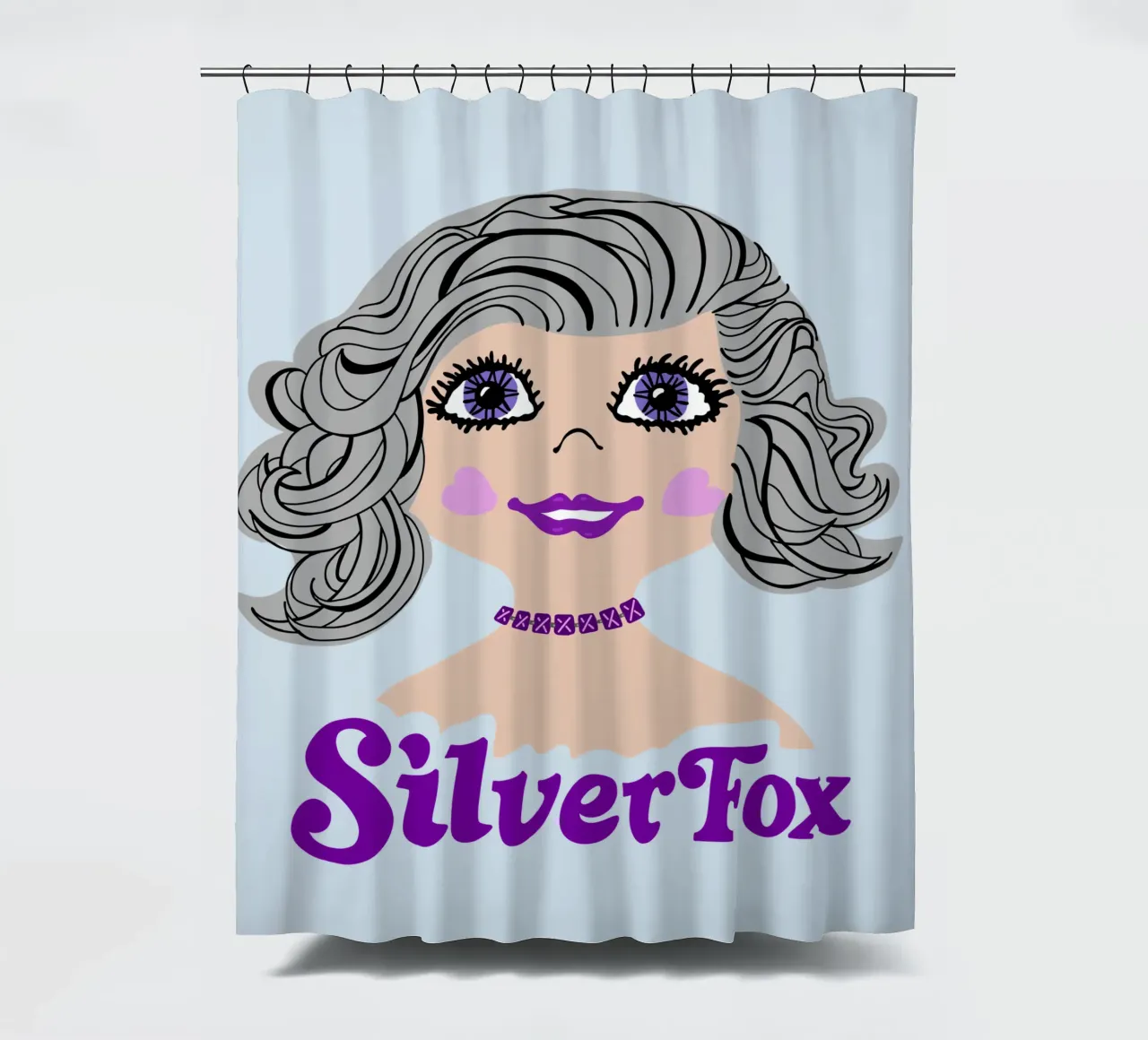 Grijs haar zilveren vos retro stijl douchegordijn van DYDesign