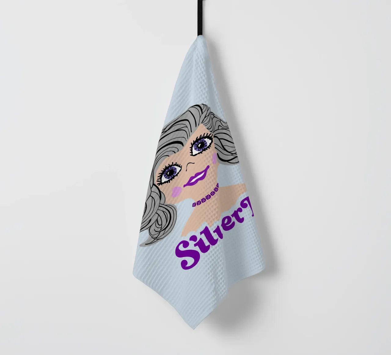 Cheveux gris Silver Fox Retro style torchon de DYDesign