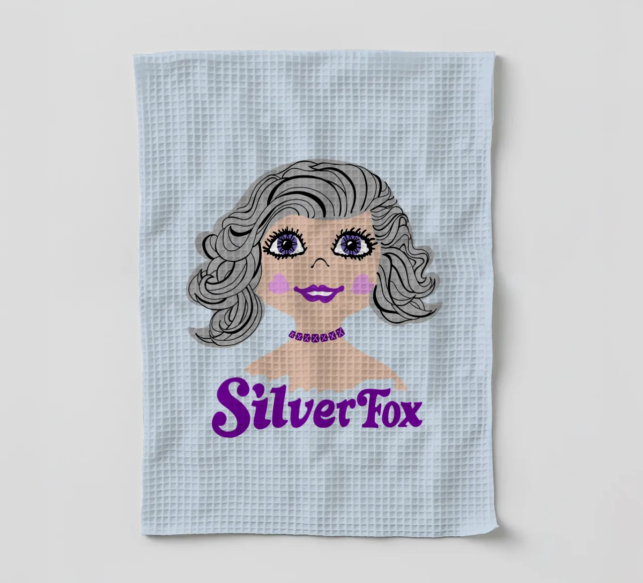 Cheveux gris Silver Fox Retro style torchon de DYDesign