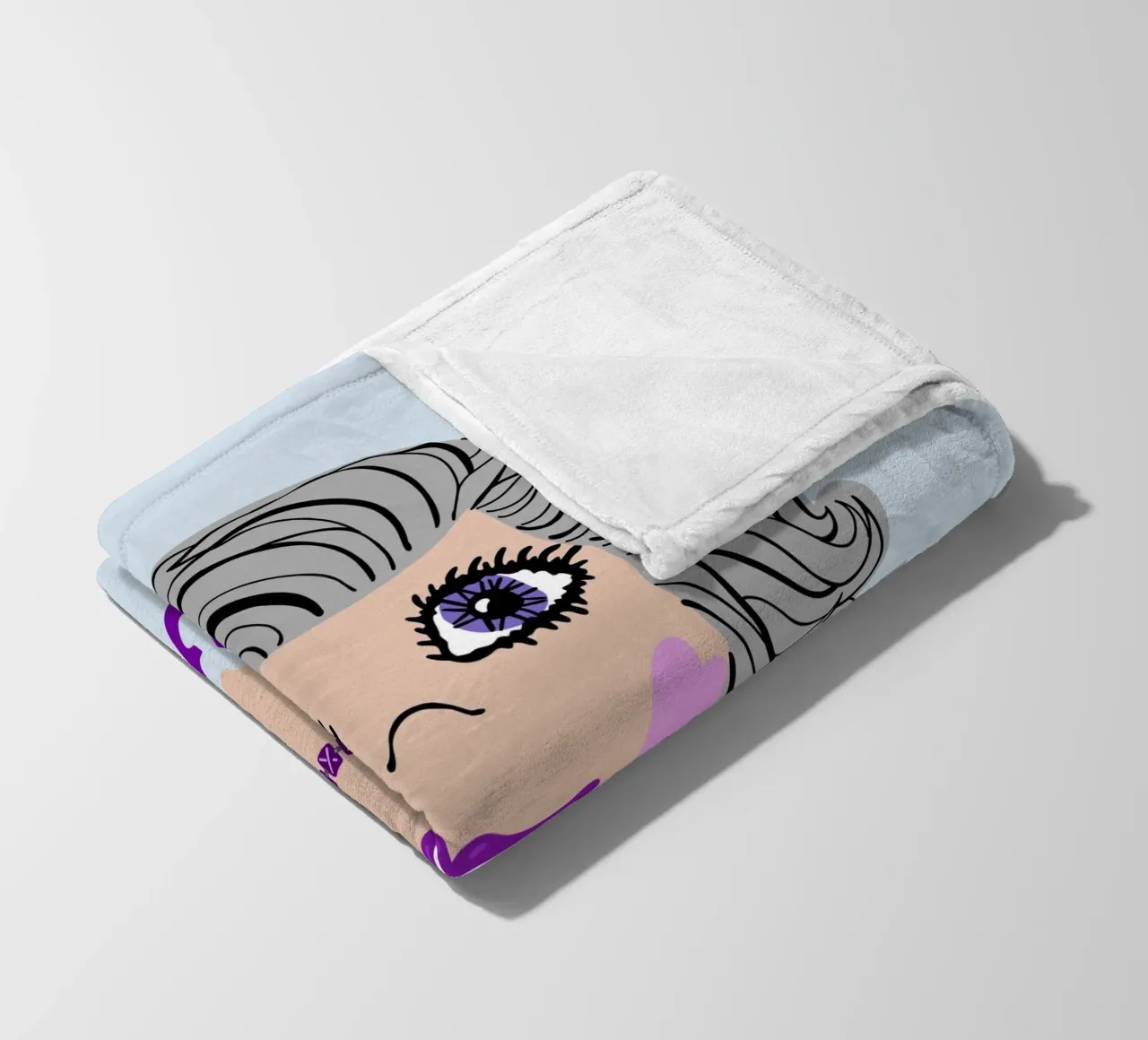 Grijs haar zilveren vos retro stijl fleecedeken van DYDesign