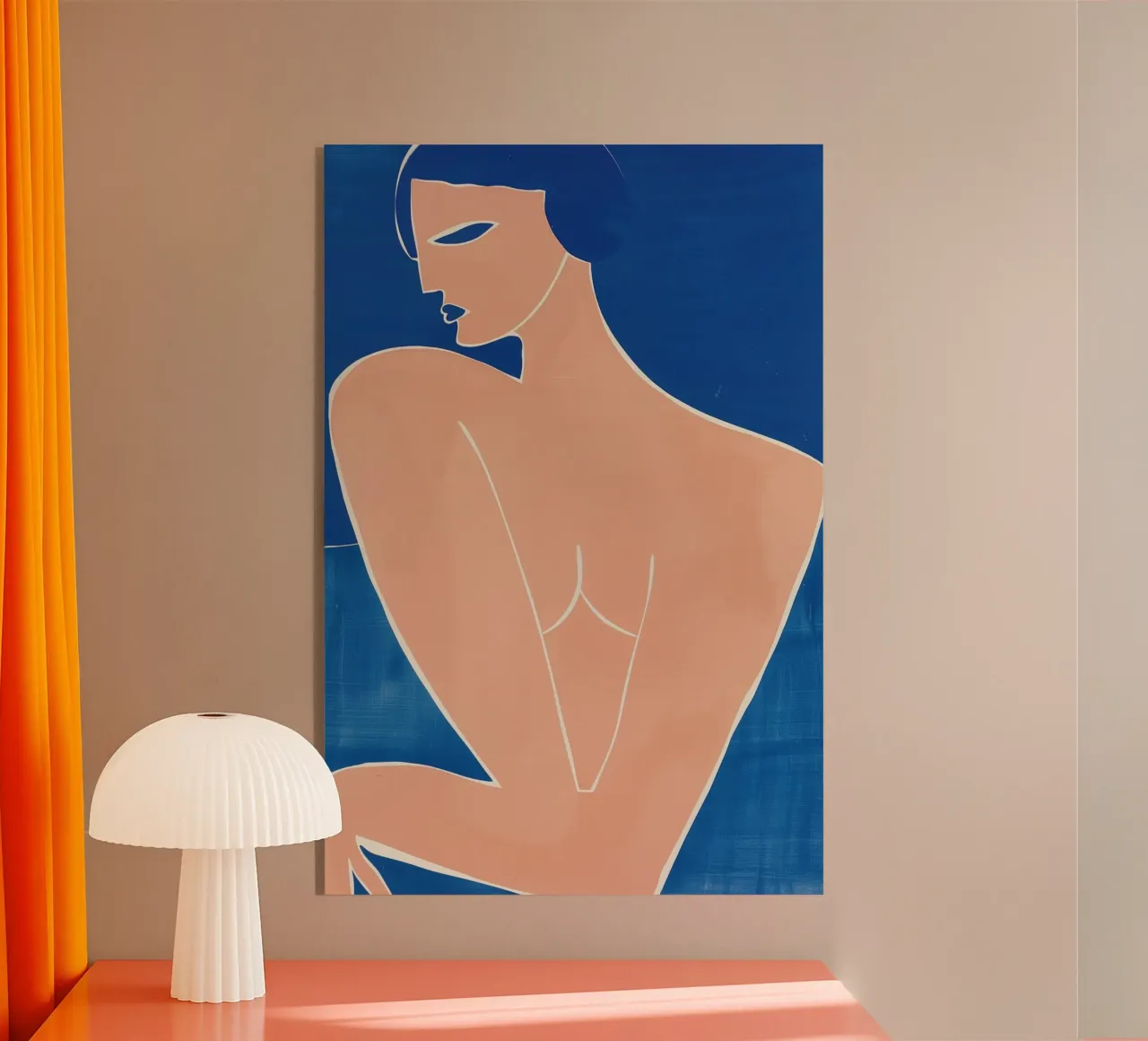 Donna nuda in pesca e blu | Ispirato a Matisse plexiglass da Autofocus