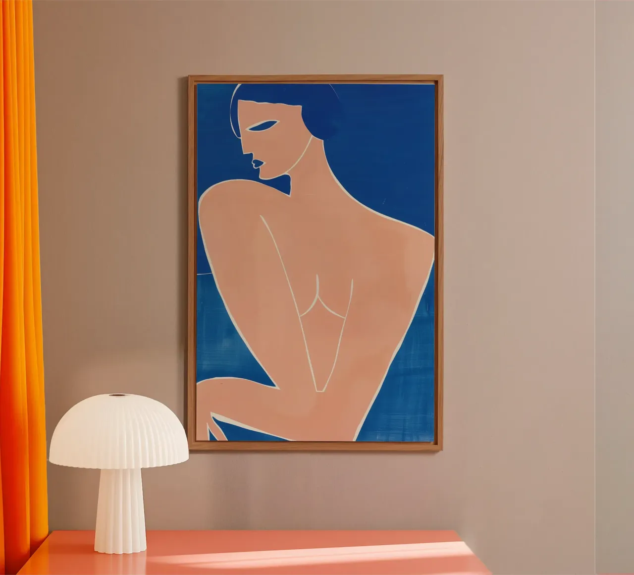 Donna nuda in pesca e blu | Ispirato a Matisse alluminio dibond da Autofocus