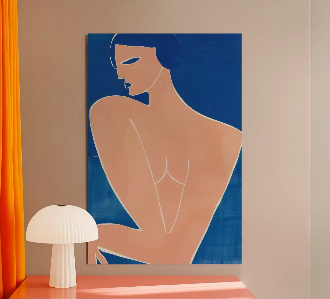 Donna nuda in pesca e blu | Ispirato a Matisse alluminio dibond da Autofocus