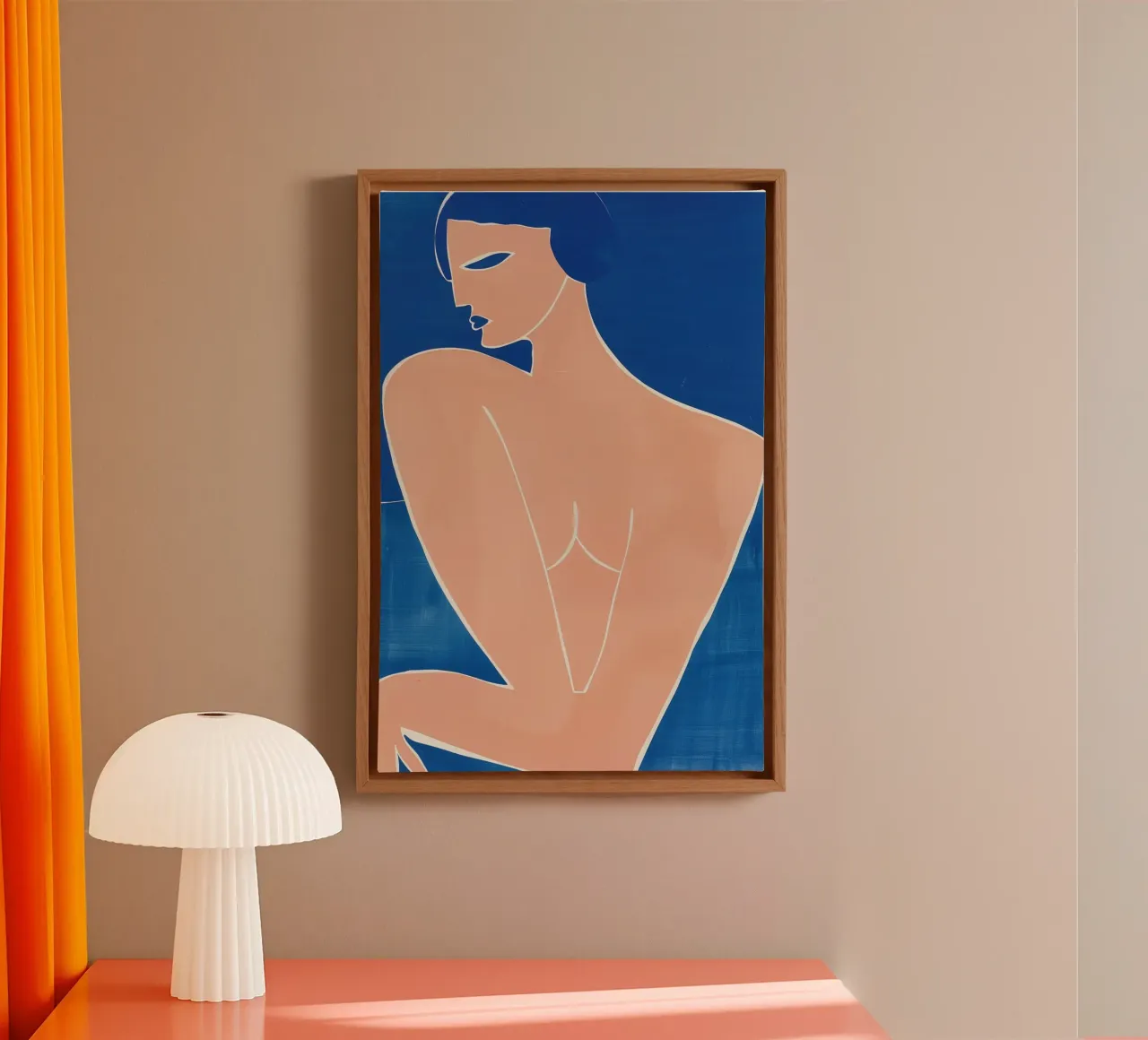Donna nuda in pesca e blu | Ispirato a Matisse tela con Cornice a cassetta da Autofocus