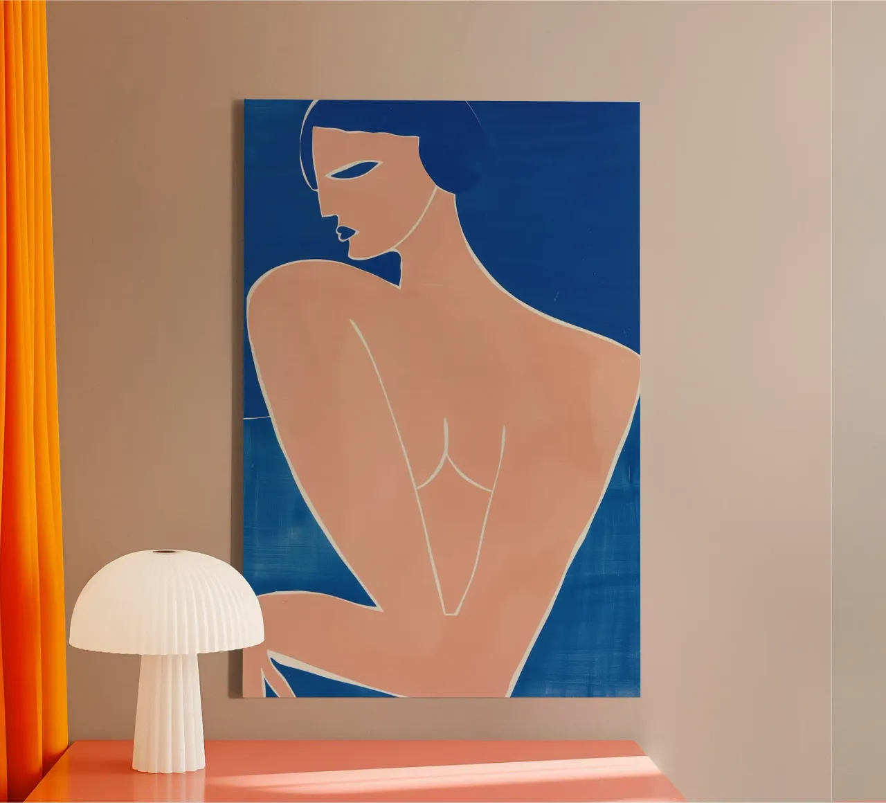 Donna nuda in pesca e blu | Ispirato a Matisse tela con Cornice a cassetta da Autofocus