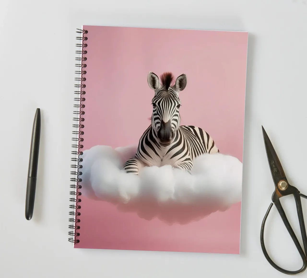Dreamy Zebra on a Cloud: Whimsical Animal Wall Art Print spiral notebook by FlexiDesignsByK