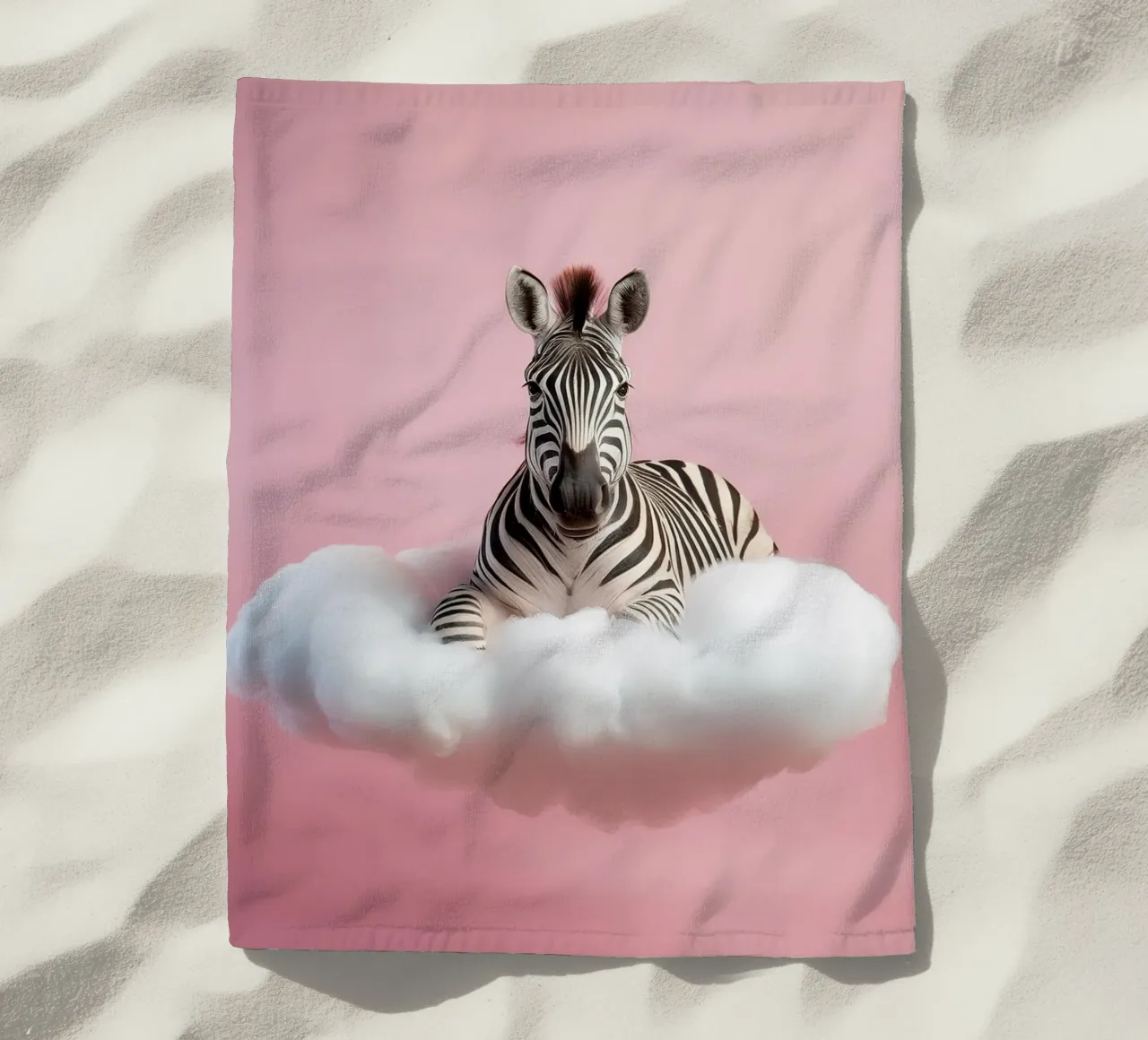 Zèbre rêveur sur un nuage : Impression murale animalière fantaisiste serviette de plage de FlexiDesignsByK