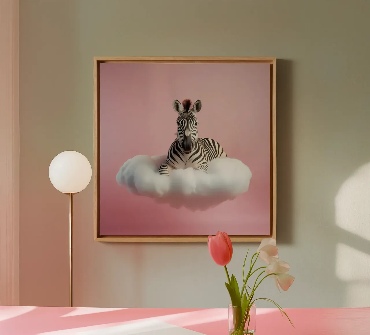Dreamy Zebra on a Cloud: Whimsical Animal Wall Art Print canvas by FlexiDesignsByK
