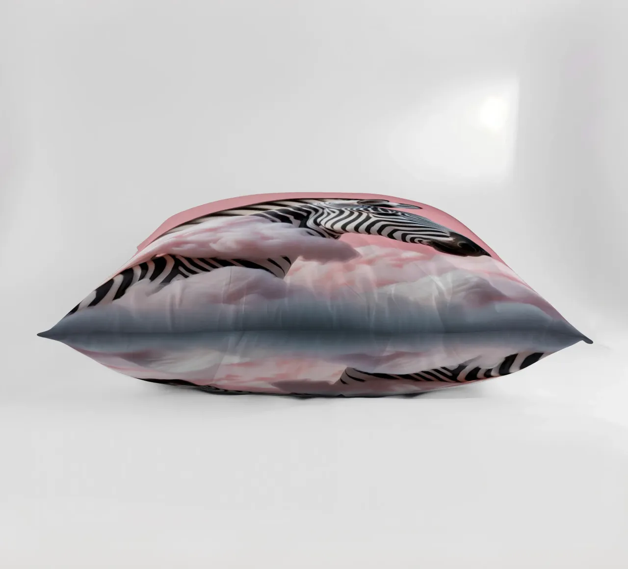 Dreamy Zebra in Pink Clouds: Whimsical Animal Wall Art Print decorative cushion by FlexiDesignsByK
