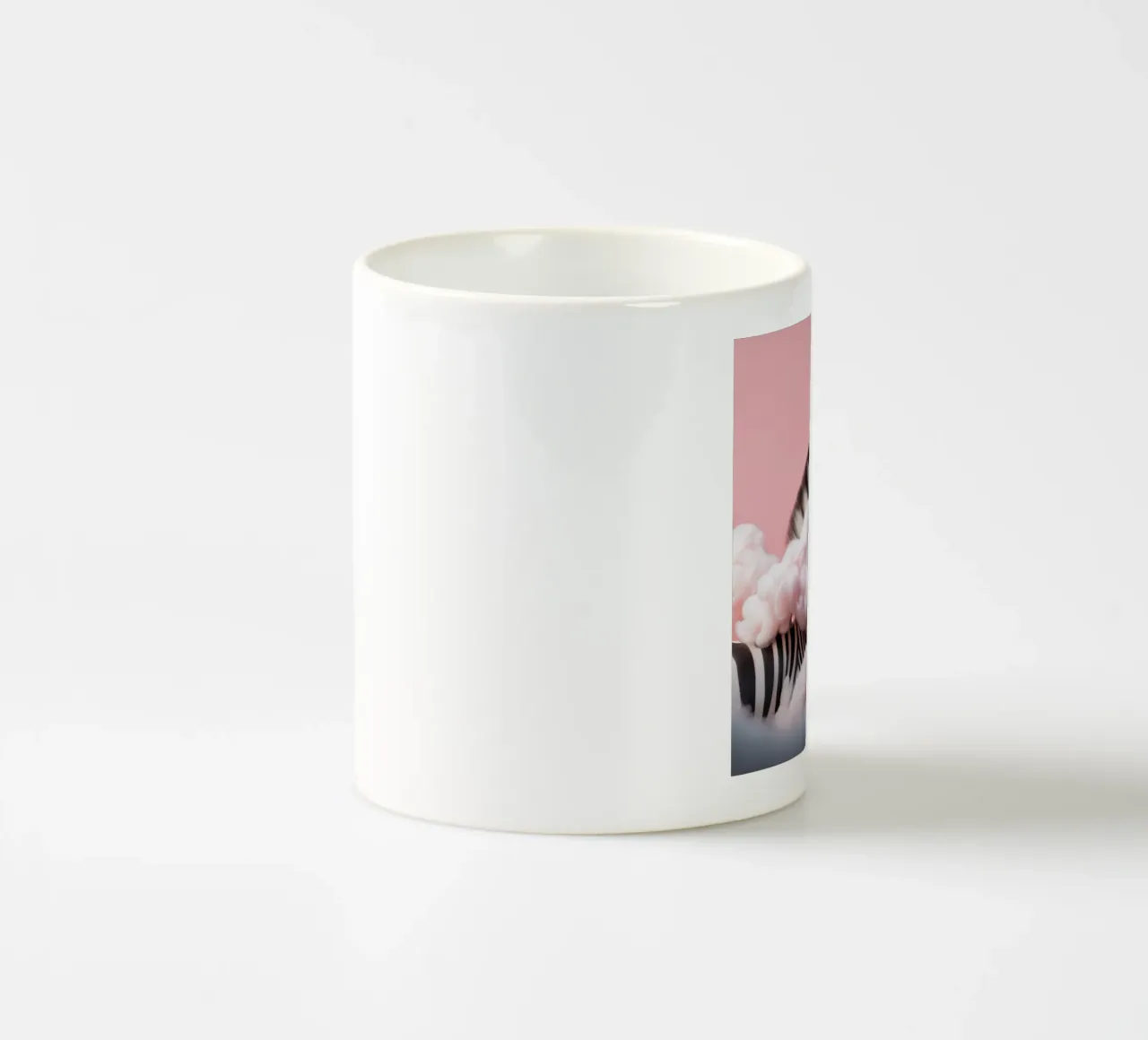Dreamy Zebra in Pink Clouds: Whimsical Animal Wall Art Print ceramic mug by FlexiDesignsByK