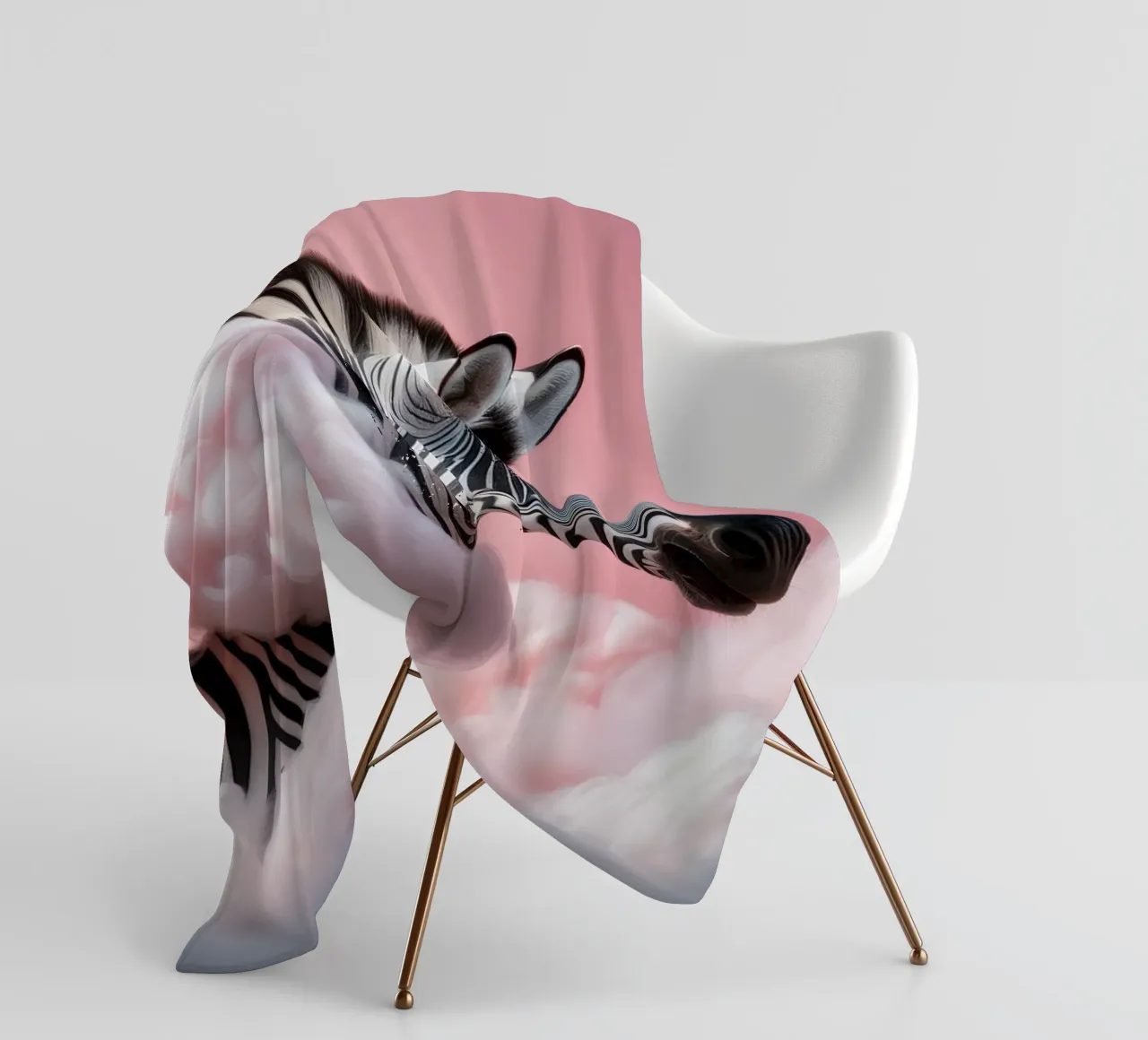 Verträumtes Zebra in rosa Wolken: Skurrile Tier Wand Kunstdruck Fleecedecke von FlexiDesignsByK