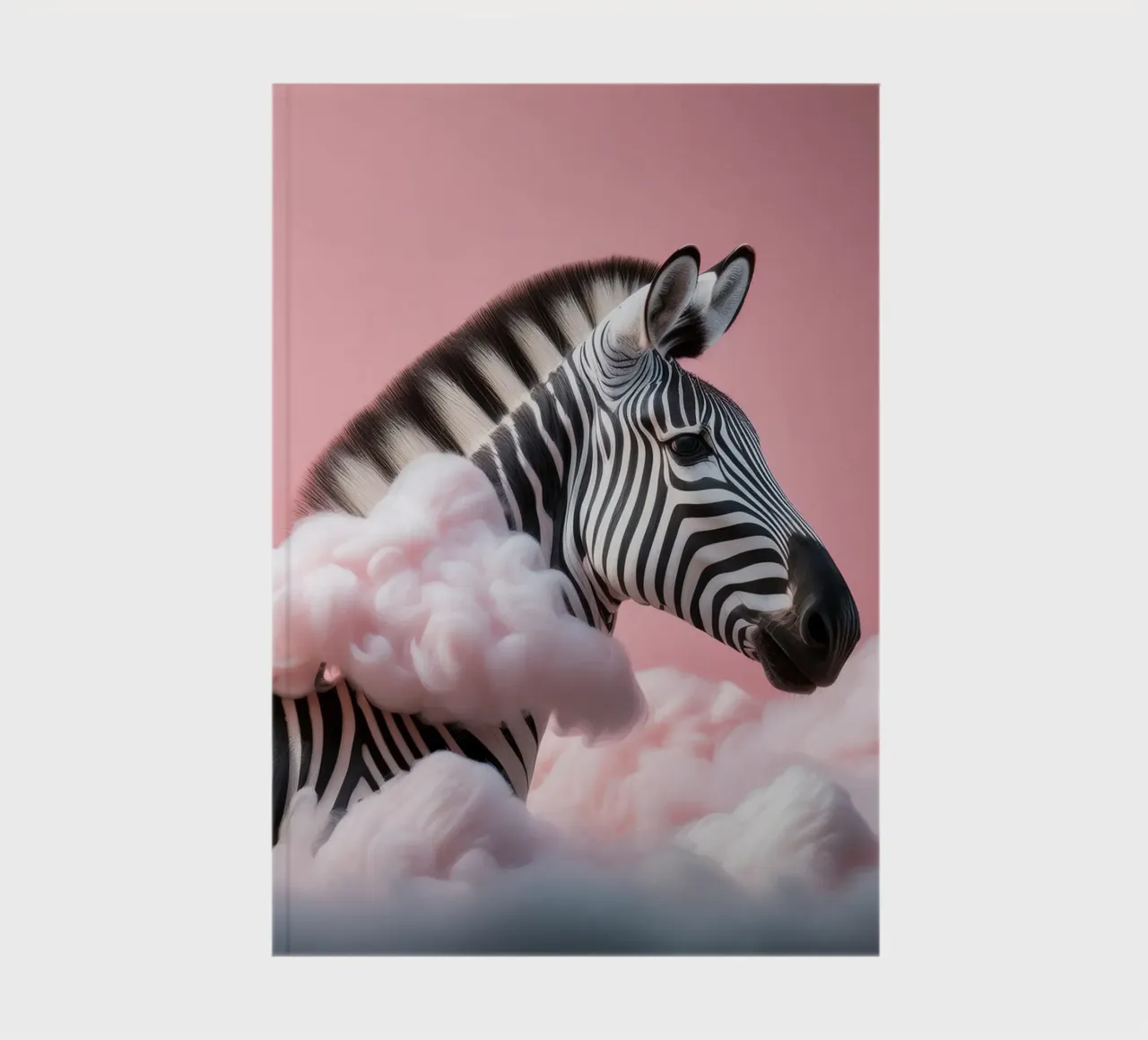 Dreamy Zebra in Pink Clouds: Whimsical Animal Wall Art Print notebook by FlexiDesignsByK