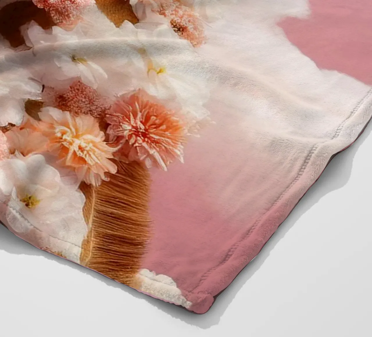 Elegant Giraffe with Flowers & Clouds: Whimsical Wall Art fleece blanket by FlexiDesignsByK
