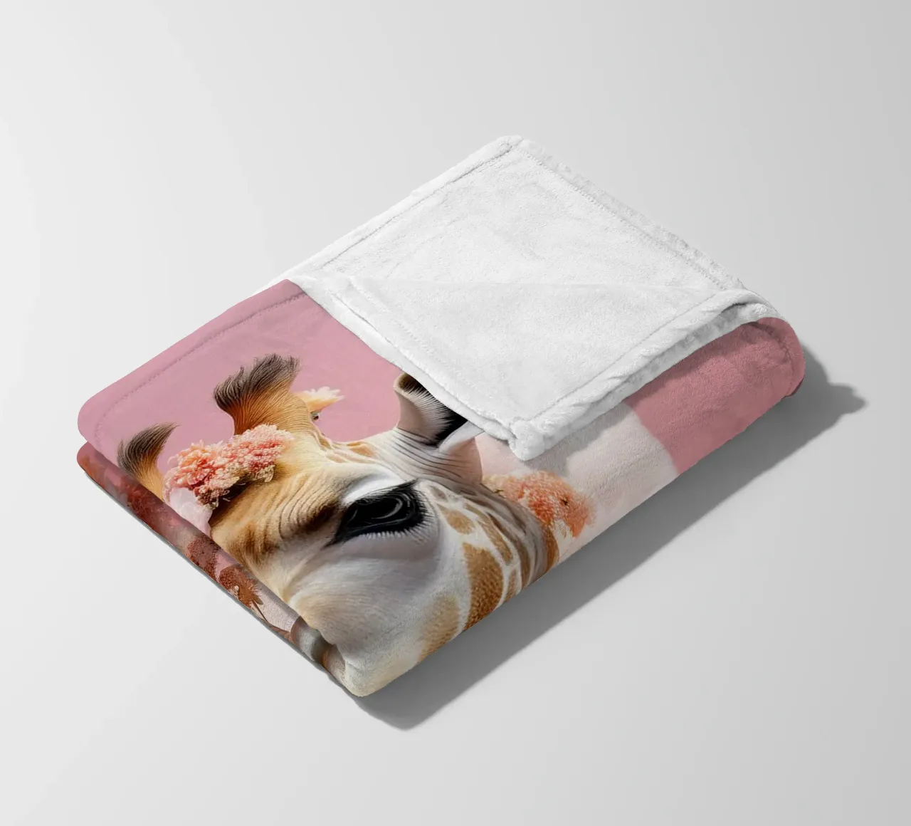 Elegant Giraffe with Flowers & Clouds: Whimsical Wall Art fleece blanket by FlexiDesignsByK