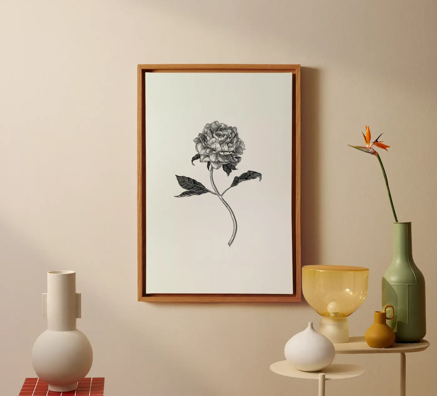 Peony tela da Pen & Ink