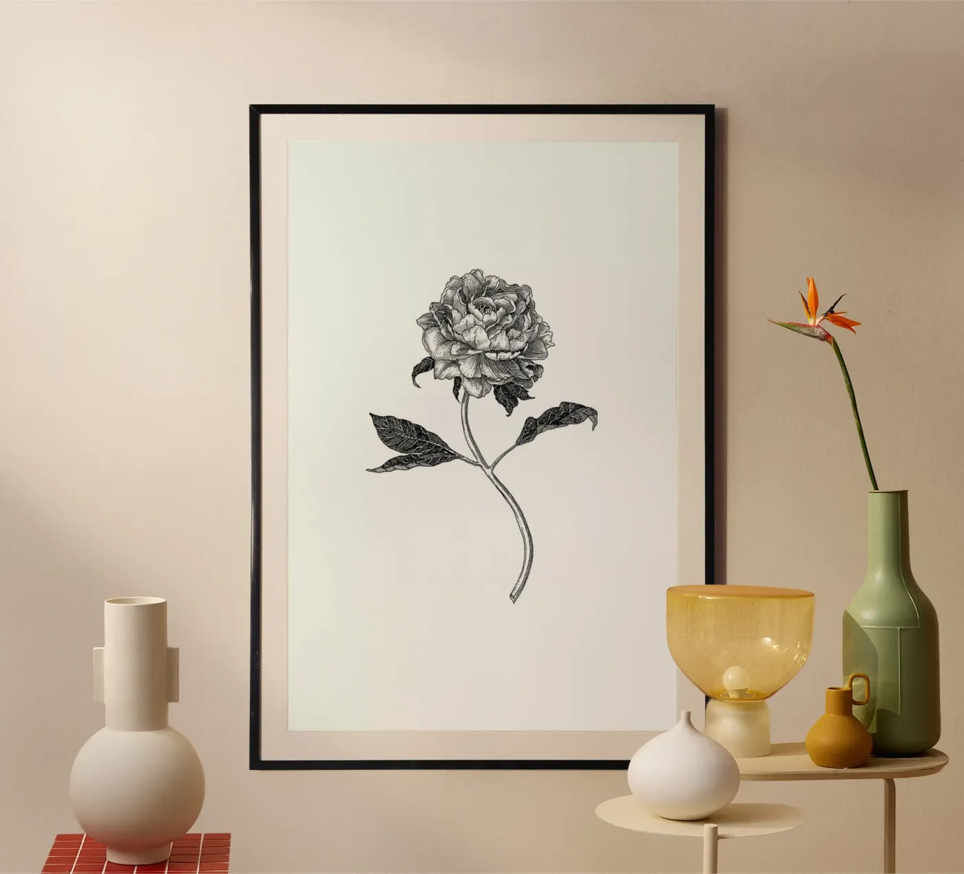 Peony poster da Pen & Ink