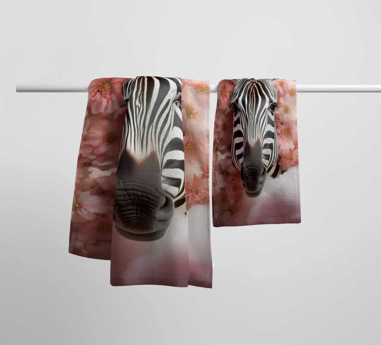 Dreamy Zebra with Flowers & Clouds: Whimsical Wall Art towel by FlexiDesignsByK