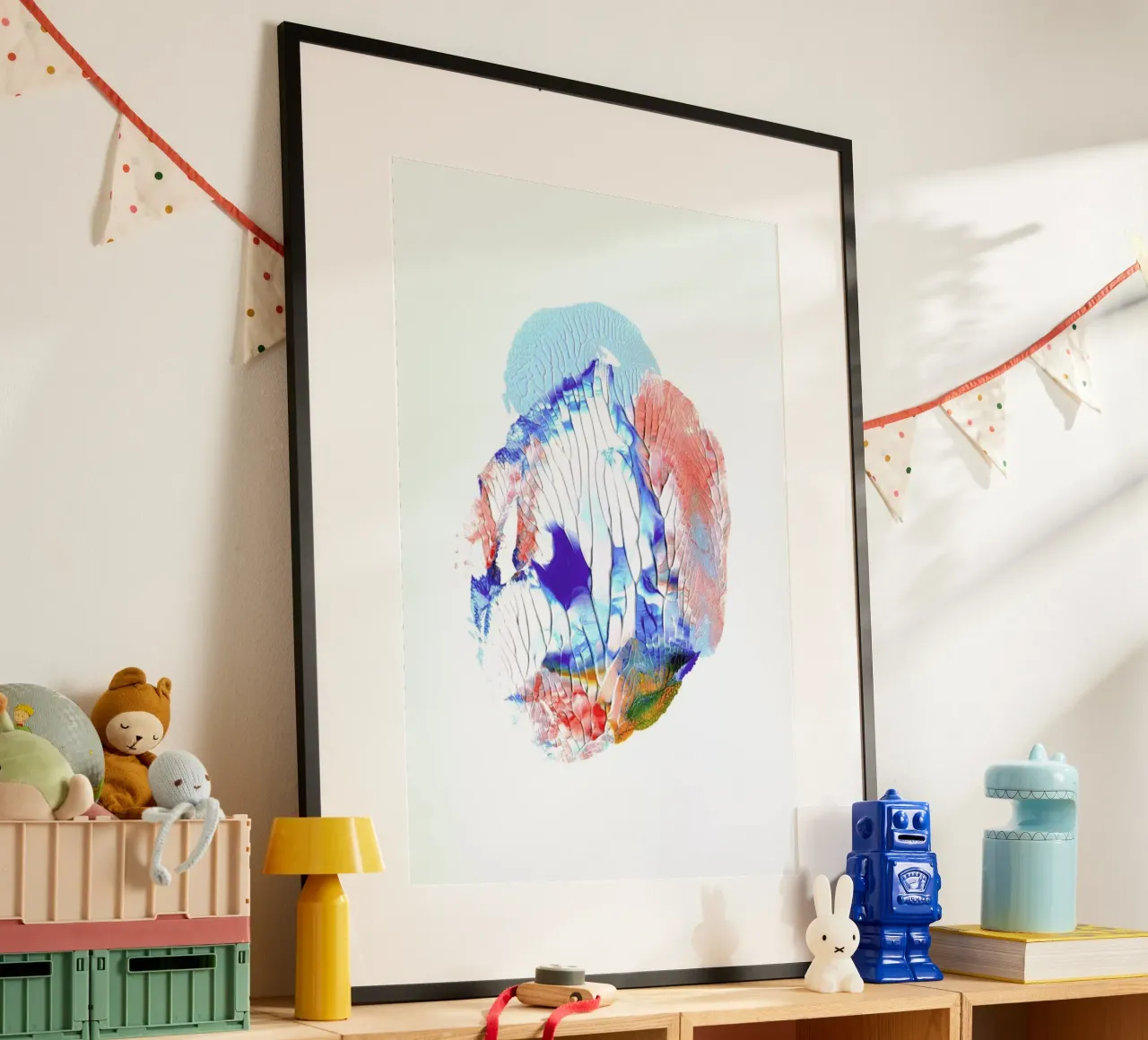Holy Smudge (Blue&white) poster con telaio in alluminio da BlauMaschine