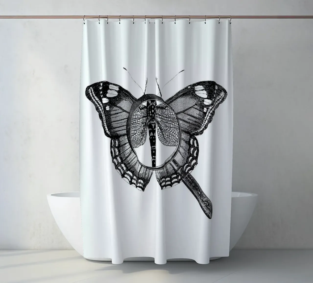 Loeping Good (Butterfly) shower curtain by BlauMaschine