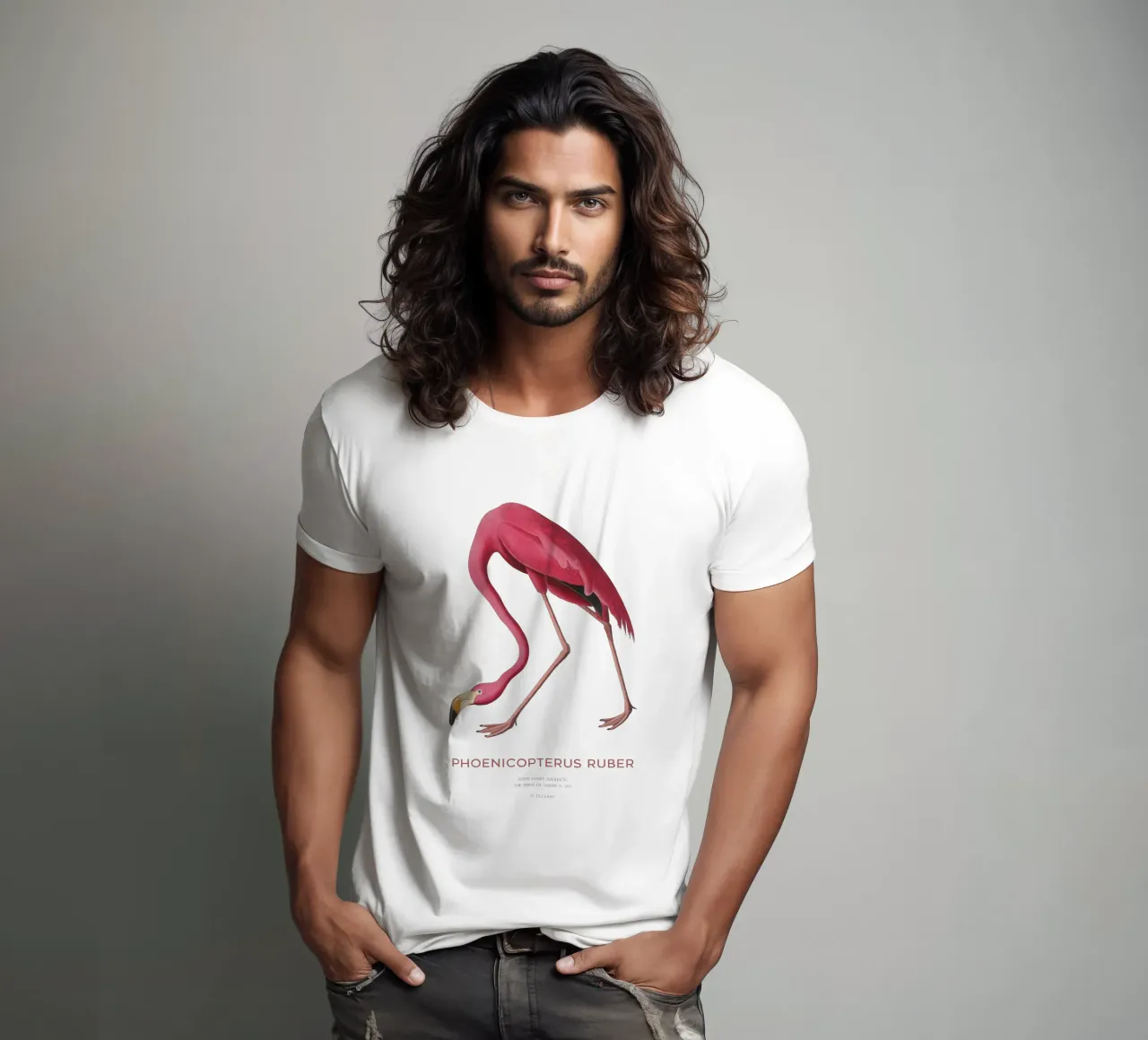 Amerikanischer Flamingo oder Phoenicopterus ruber T-Shirt von Vintagrafica