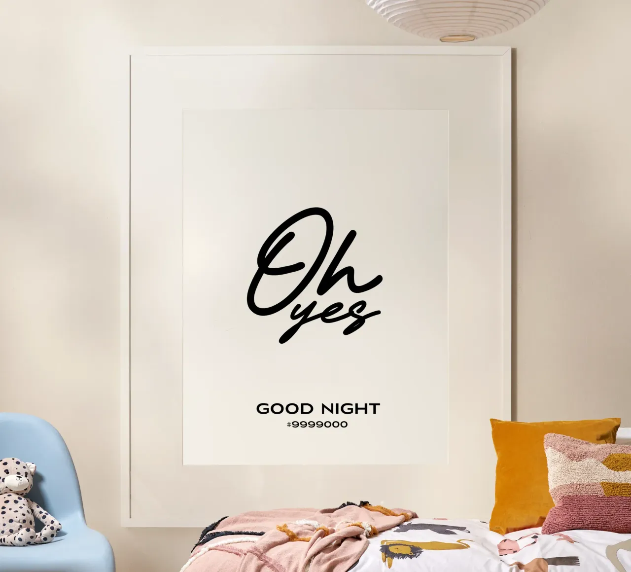 Oh Ja Goedenacht Eenvoudige Minimalistische Typografie poster met kunststof frame van YV TYPOGRAPHY