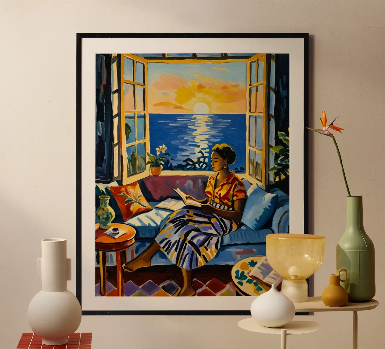 Interni con vista sul mare a Cannes poster da Couleursdusud