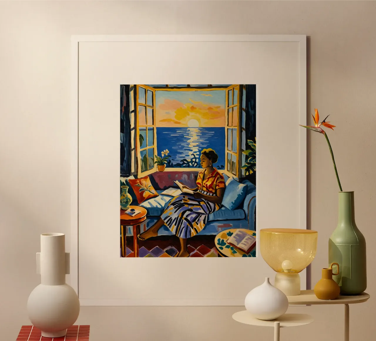 Interni con vista sul mare a Cannes poster da Couleursdusud