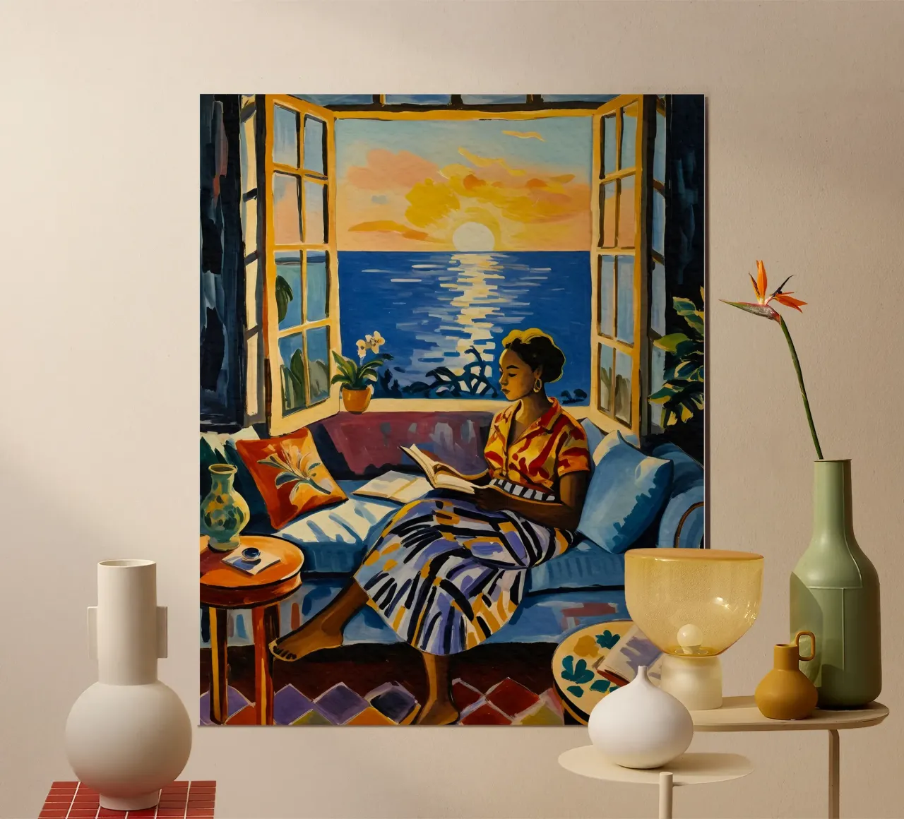 Interni con vista sul mare a Cannes poster da Couleursdusud