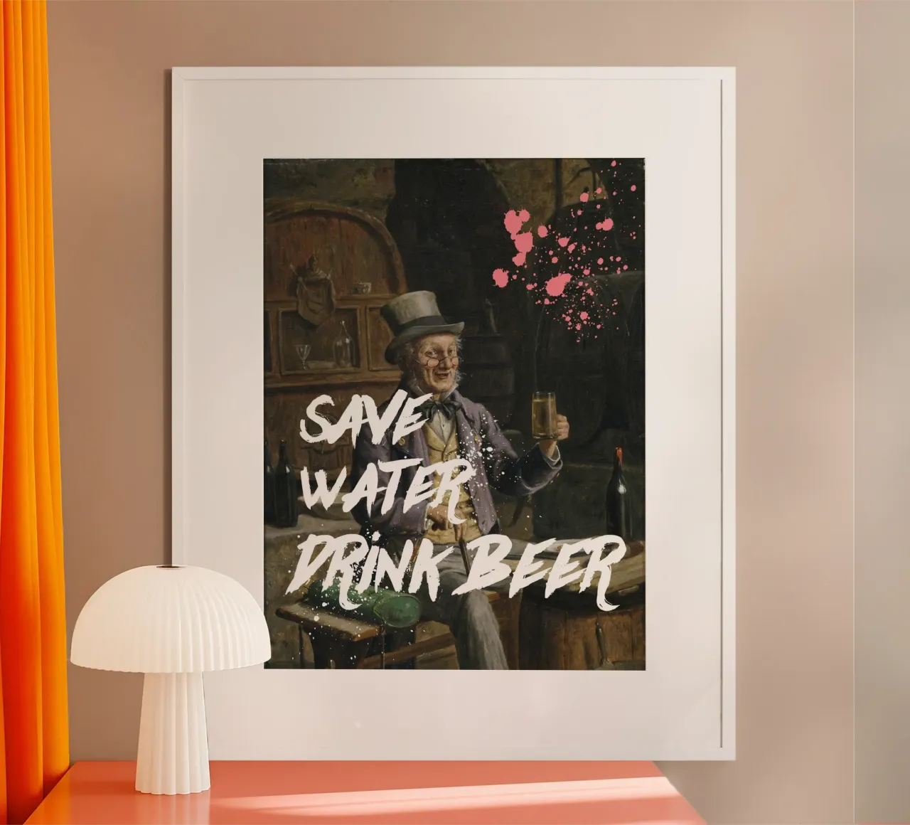 Save Water Drink Beer poster con telaio in plastica da ramosashop