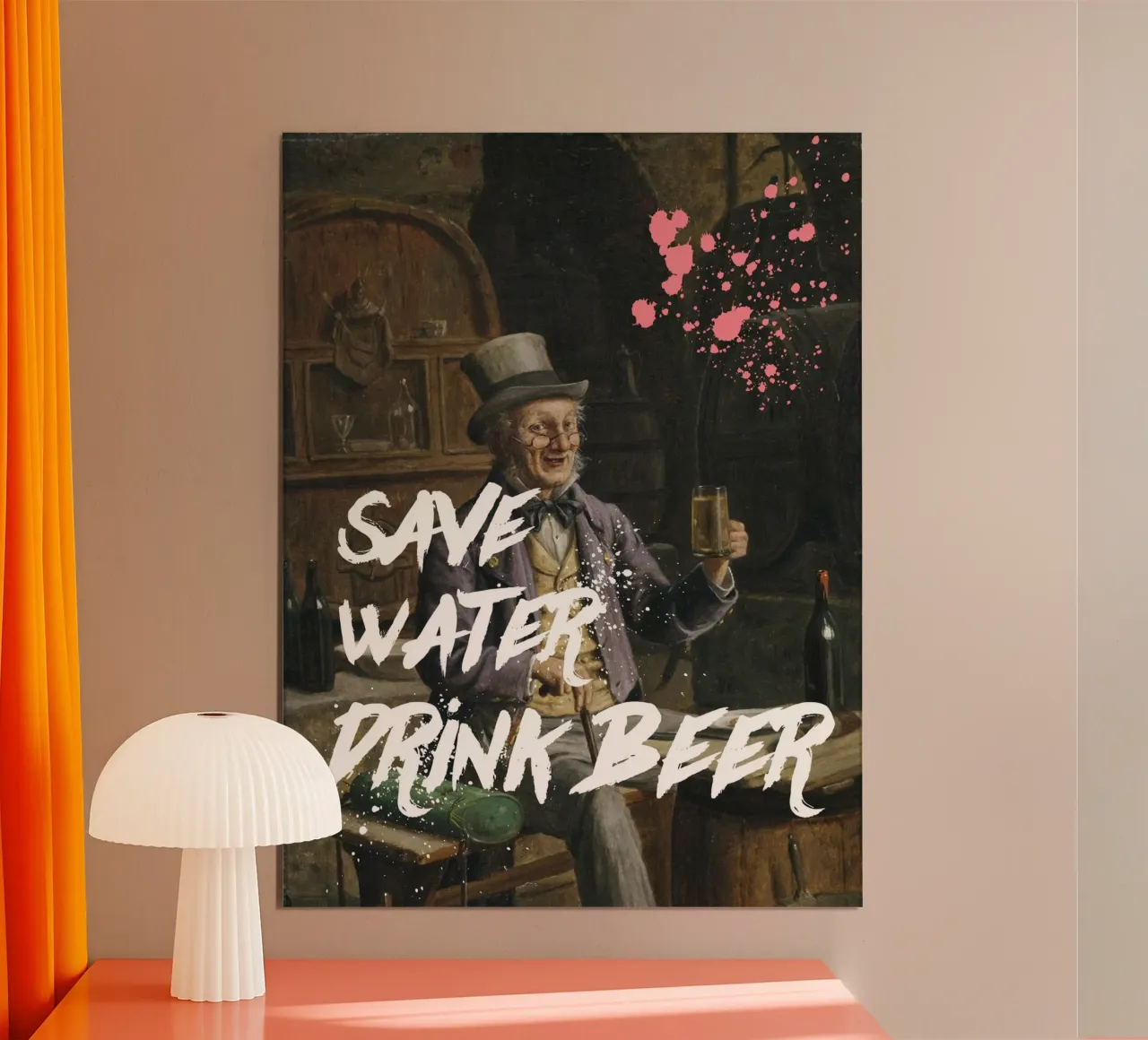 Save Water Drink Beer poster con telaio in plastica da ramosashop