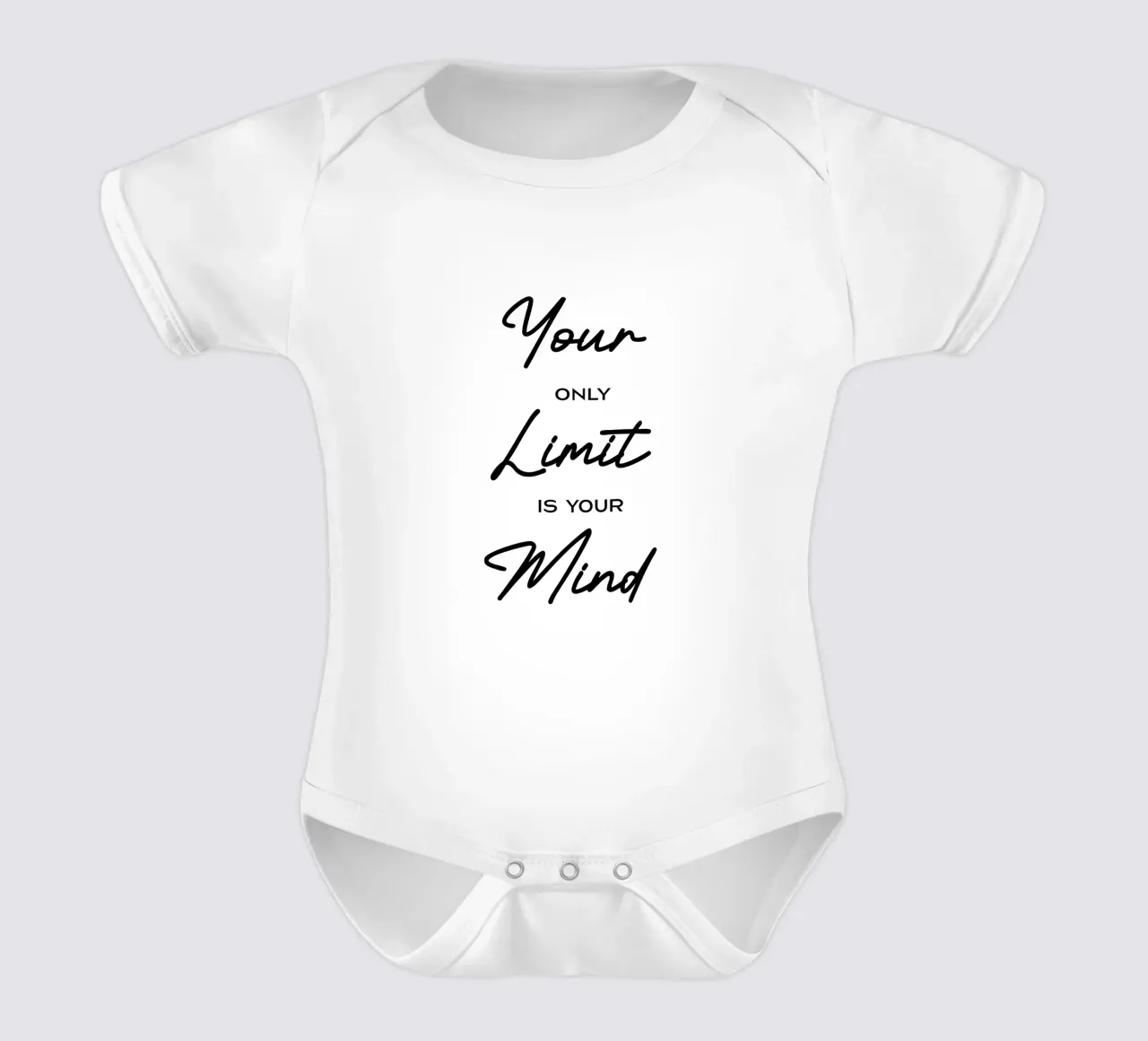 Your Only Limit Is Your Mind Minimalist Typography short-sleeve baby romper by YV TYPOGRAPHY