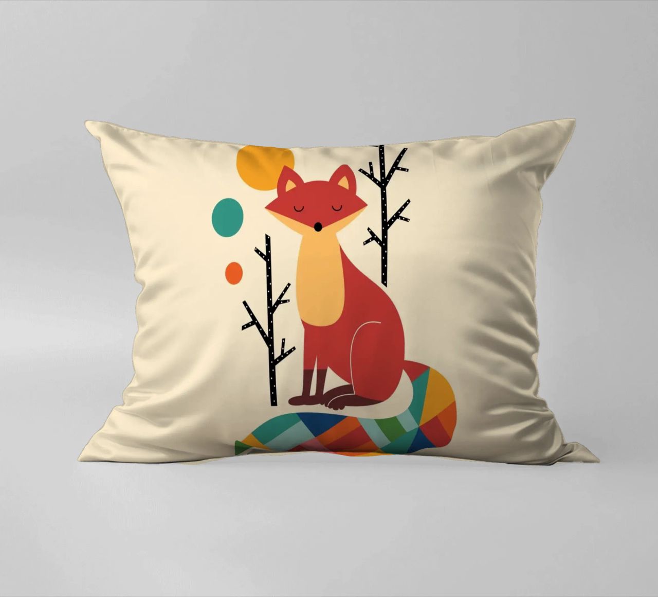 Rainbow Fox decorative cushion by Andy Westface