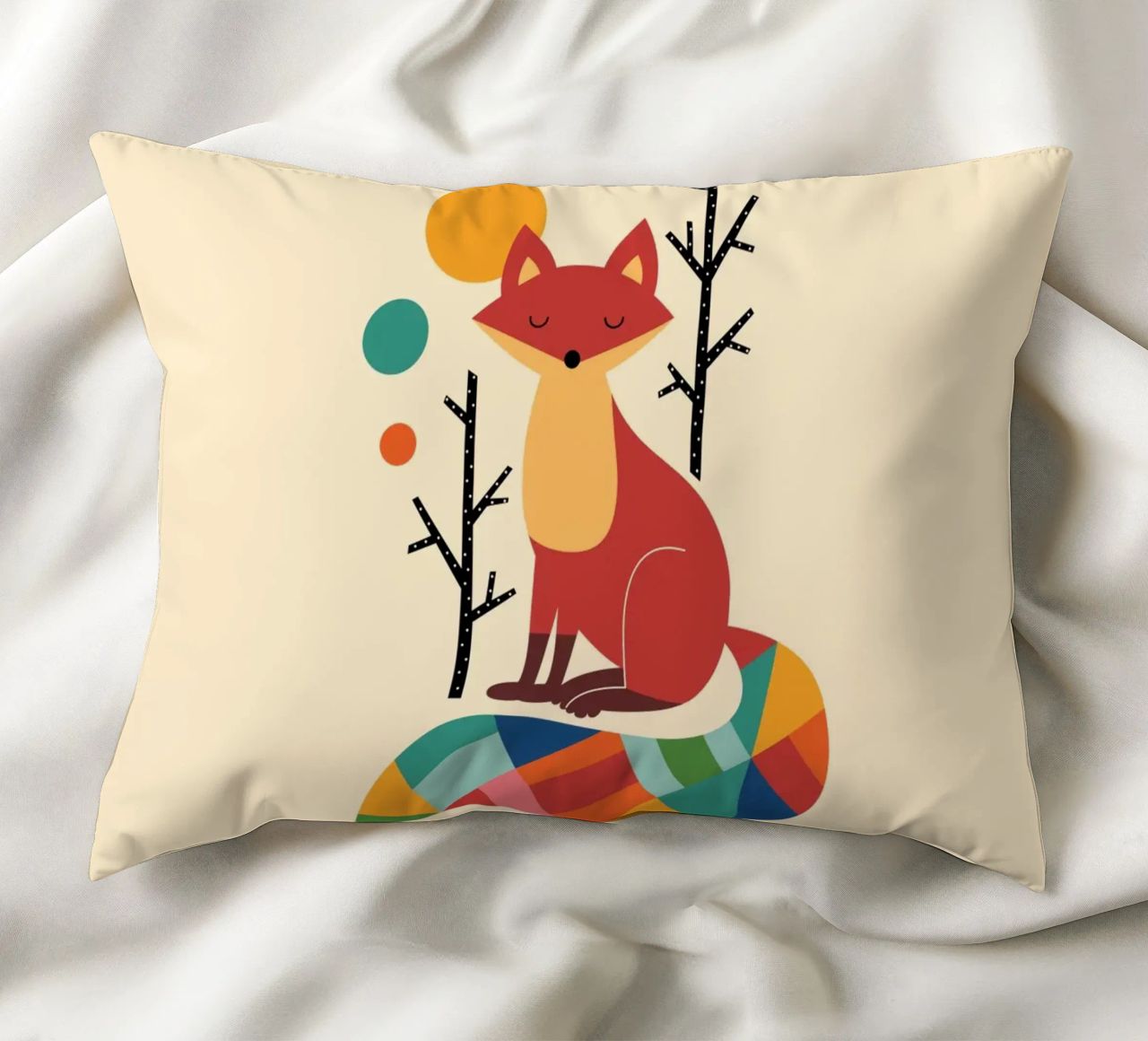 Rainbow Fox decorative cushion by Andy Westface