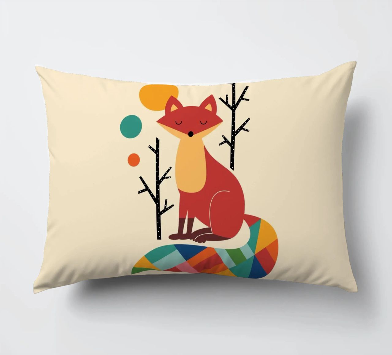 Rainbow Fox decorative cushion by Andy Westface