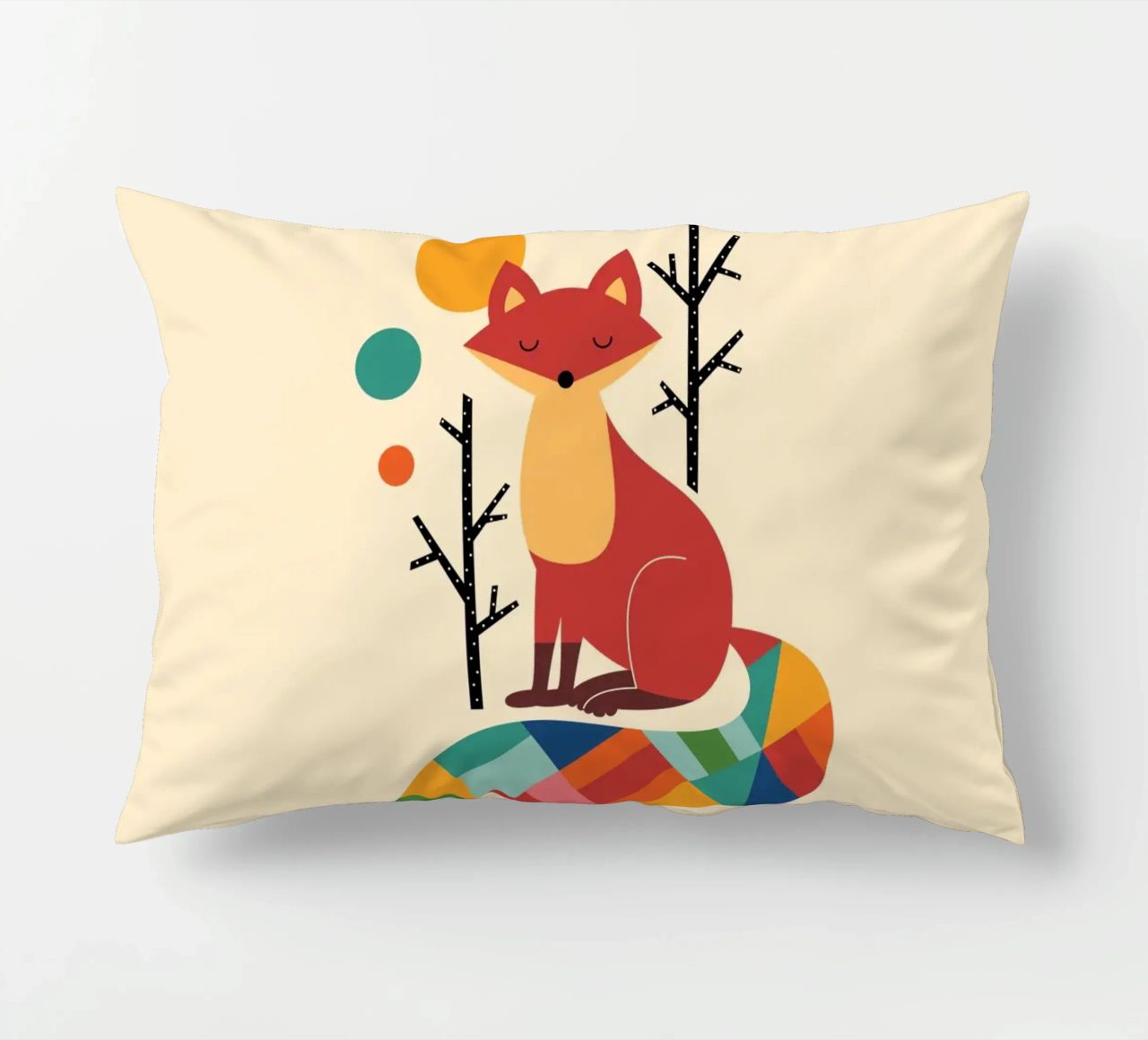 Rainbow Fox decorative cushion by Andy Westface