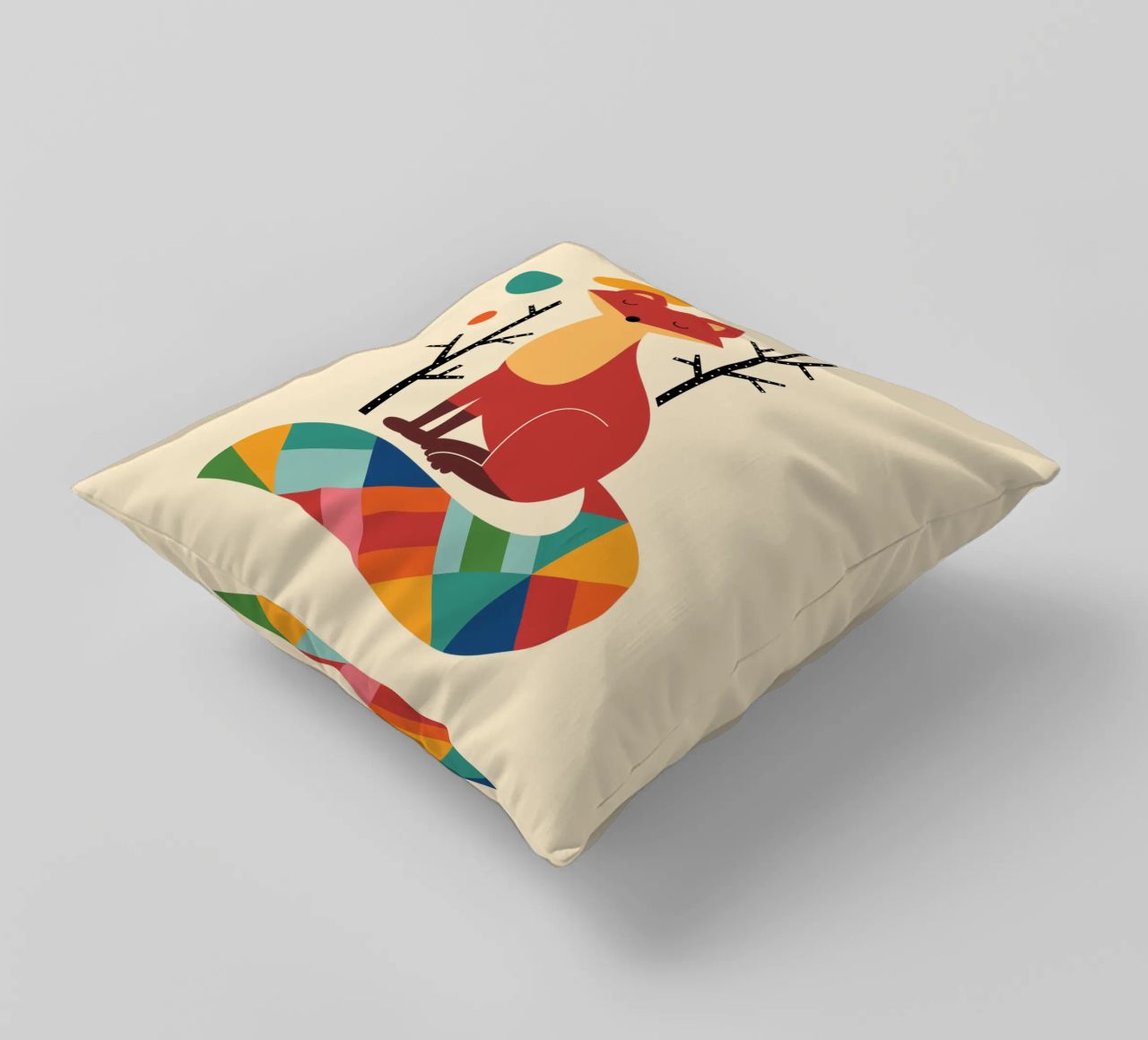 Rainbow Fox decorative cushion by Andy Westface