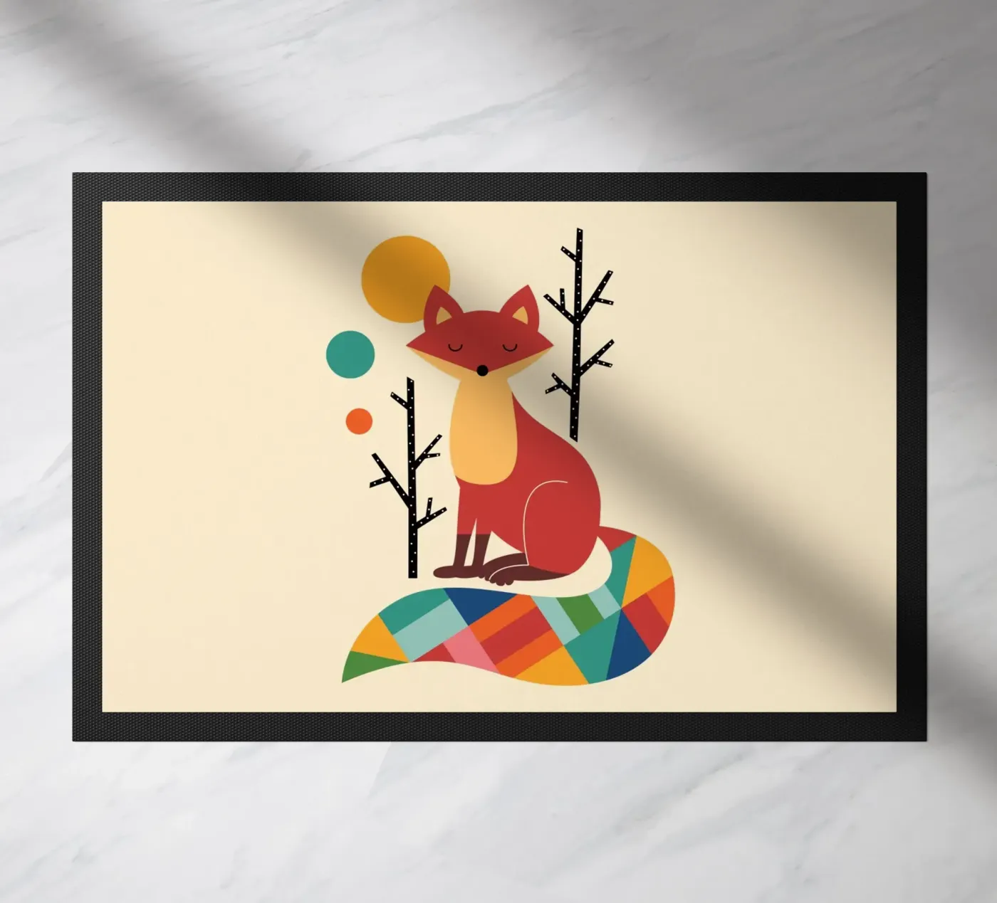 Rainbow Fox doormat by Andy Westface