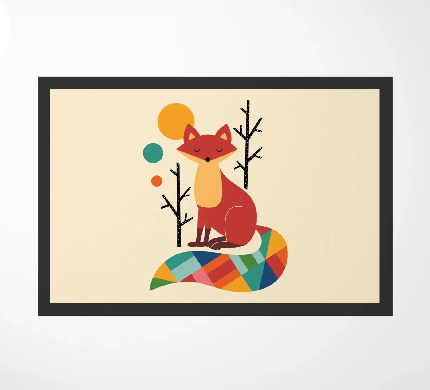 Rainbow Fox doormat by Andy Westface