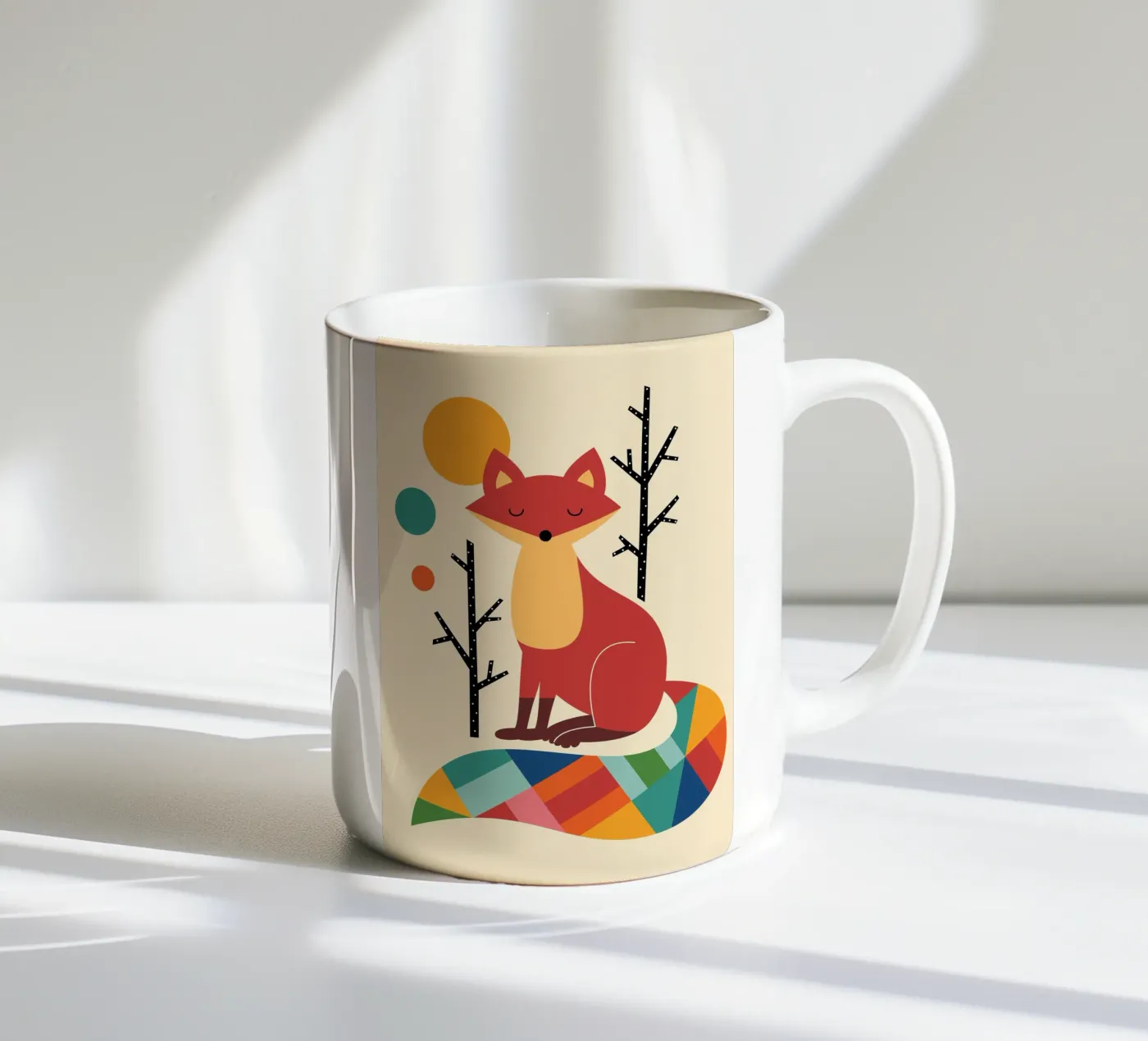 Rainbow Fox ceramic mug by Andy Westface