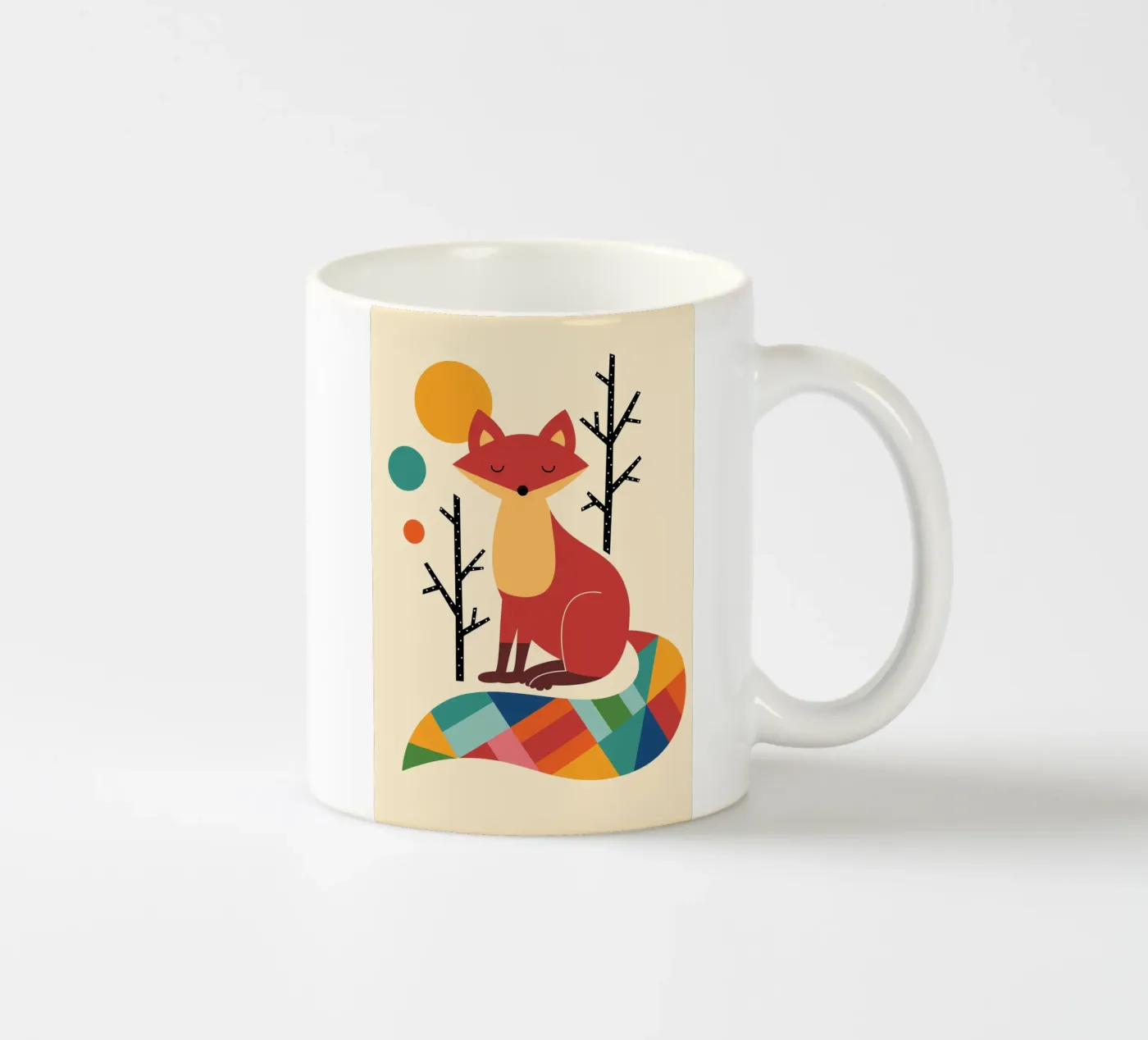 Rainbow Fox ceramic mug by Andy Westface