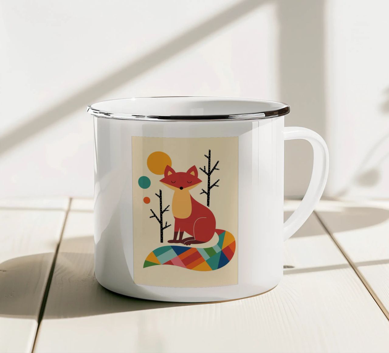 Rainbow Fox enamel mug by Andy Westface